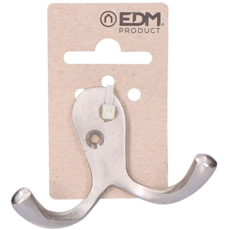 Appendiabiti doppio in ottone nichelato opaco con pendente in cartone EDM