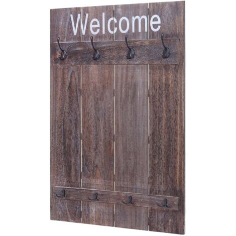 Appendiabiti guardaroba attaccapanni shabby vintage HHG-921 90x60cm Welcome marrone