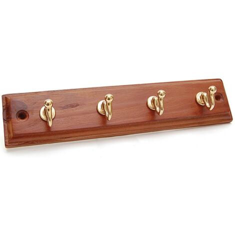 appendiabiti Holz base legno 4 ganci in ottone 23,5 cm attaccapanni
