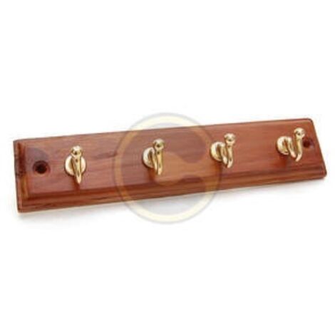 appendiabiti Holz base legno 4 ganci in ottone 23,5 cm attaccapanni