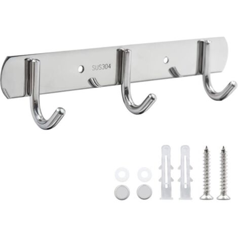 Appendiabiti in acciaio inox con 3 ganci per camera da letto, spogliatoio, bagno e cucina.