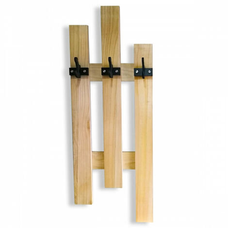 APPENDIABITI In Legno Con Ganci In PVC Neri - Misure: 3 elementi: 54x121 cm