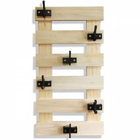 APPENDIABITI In Legno Con Ganci Sfalsati In PVC Neri - Misure: 50x98 cm