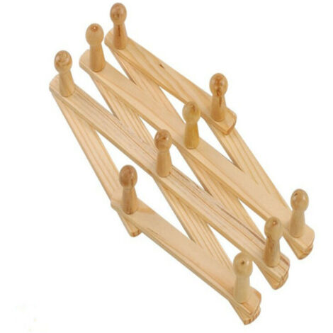 Appendiabiti in legno espandibile, gancio a soffietto da parete in legno per appendere cappelli, berretti, tazze, cappotti, borse, tazze da caffè, ideale per ingresso, corridoio, sala da pranzo