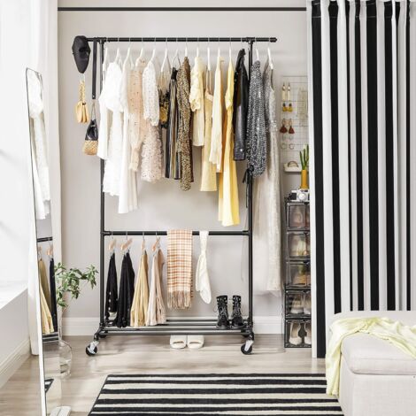 SONGMICS Guardaroba Portatile Con 3 Sbarre E Ripiani - 45x130x167 Cm Grigio, Capiente E Facile Da Montare - Foto 6