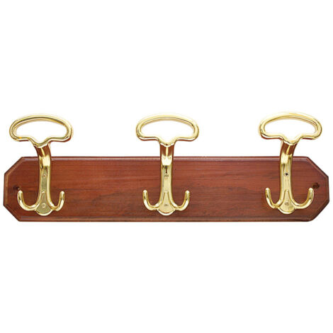 appendiabiti Lady base legno 3 ganci in ottone 50x16 attaccapanni