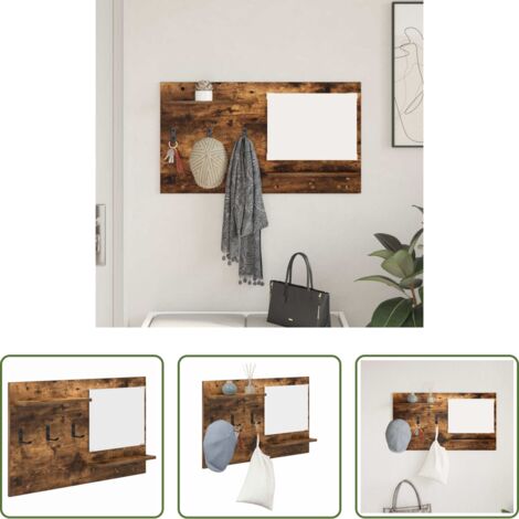 Appendiabiti moderni - Appendiabiti a muro con lo scaffale Rovere fumé 90 x 10 x 50 cm