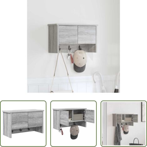 Appendiabiti moderni -  Appendiabiti a muro con porta Grigio Sonoma 50 x 20 x 30 cm