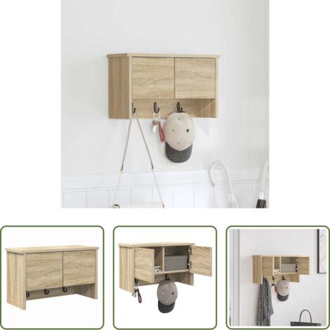 Appendiabiti moderni -  Appendiabiti a muro con porta Rovere Sonoma 50 x 20 x 30 cm