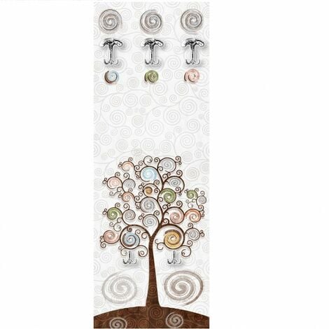 LUPIA Appendiabiti moderno dipinto Tree White a muro 46x125cm