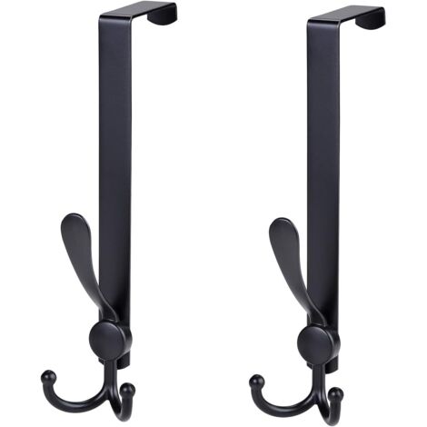 Appendiabiti per porta, 2 pezzi, gancio sopraporta in acciaio inox senza foratura, gancio sopraporta per camera da letto, bagno, cucina (larghezza 4,5 cm, nero)