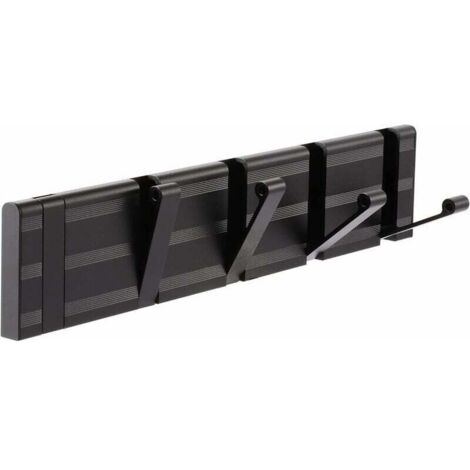 Appendiabiti pieghevole da parete Tigrezy, nero, robusto, con 5 ganci, moderno appendiabiti in metallo per bagno, camera da letto, corridoio