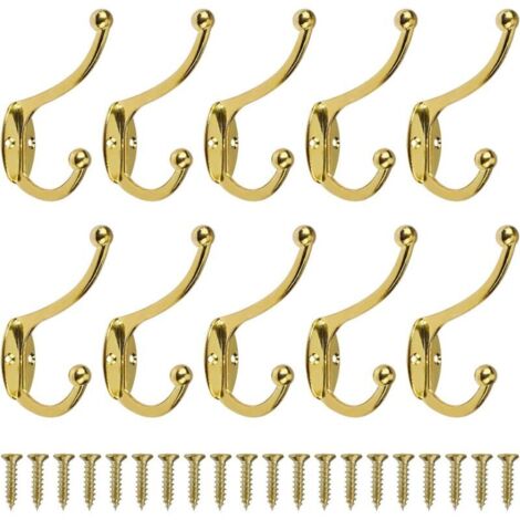 Appendiabiti retrò, gancio vintage da parete in metallo per porta, per bagno, cucina, camera da letto, corridoio, 10 pezzi, oro