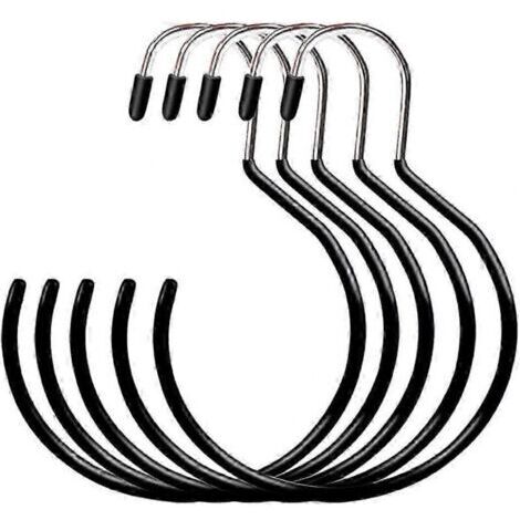 Appendiabiti rotondi per sciarpe – Organizza sciarpe, scialli, cravatte, cinture e altro ancora – Set da 5 (nero)