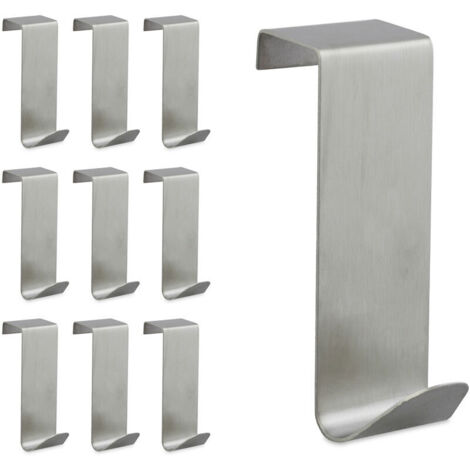 Appendiabiti sospeso, set da 10, ganci appendiabiti, supporto da parete, fogli larghi 2 cm, acciaio inox, argento