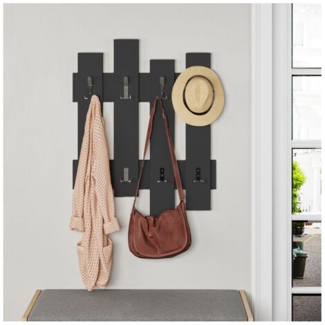 Appendiabito da Ingresso a Muro in Legno Antracite Moderno Mobile a Parete