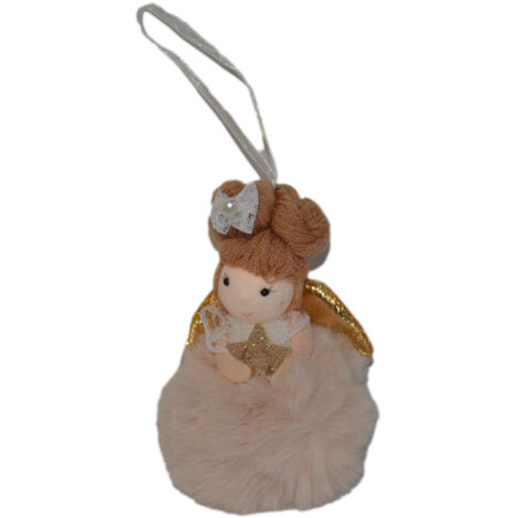Appendino angelo Handy h13cm pelliccia beige/oro