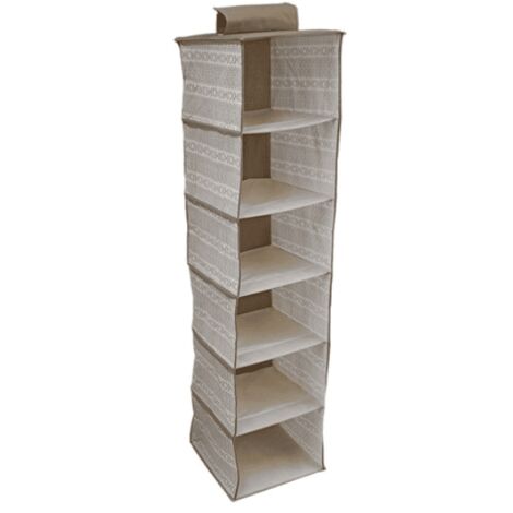Appendino appendiabiti salvaspazio organizer in tessuto 6 posti armadio cm30x30x120 h beige 789ds