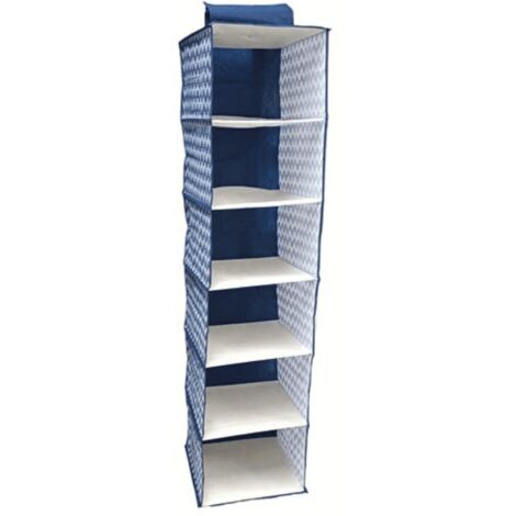 Appendino appendiabiti salvaspazio organizer in tessuto 6 posti armadio cm30x30x120 h blu 789ds