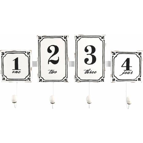 Appendino in metallo 4 posti bianco con numeri cm 46x23x6,5