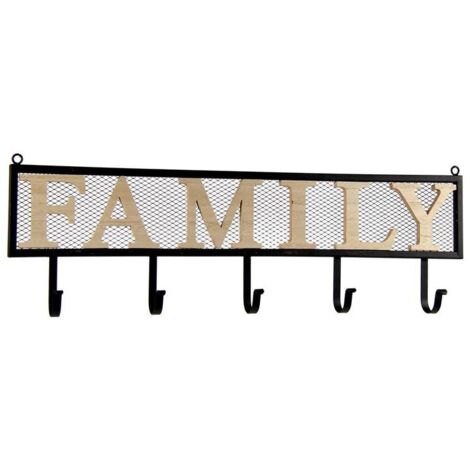 APPENDINO IN METALLO CON APPLICAZIONE IN LEGNO SCRITTA FAMILY 61 X 20 X 6 CM
