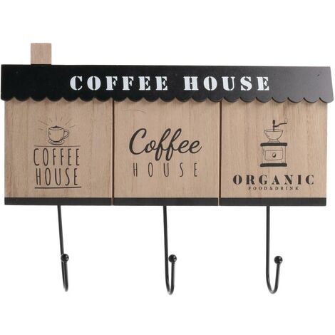 Appendino legno 3 posti nero cm31x23x2,5
