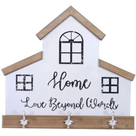 Appendino legno metallo breslavia 3 posti bianco cm 60x56x7