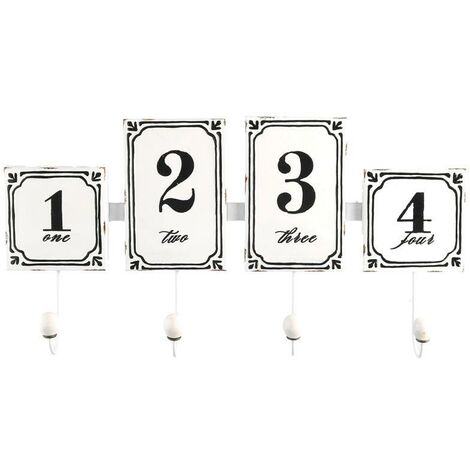 Appendino metallo 4 posti bianco con numeri cm 46x23x6