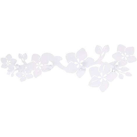 Appendino metallo 4 posti fiori bianco cm 60x20