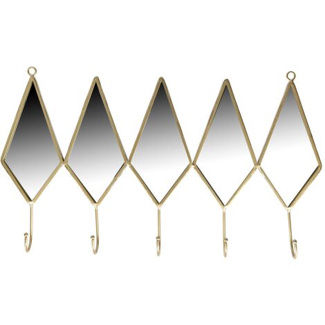 Appendino metallo 5 posti con specchio oro cm 45