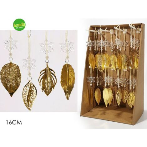 Appendino natalizio general trade con foglia oro h.16 cm (1pz)