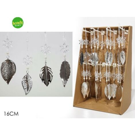 Appendino natalizio general trade con foglia silver h.16 cm (1pz)