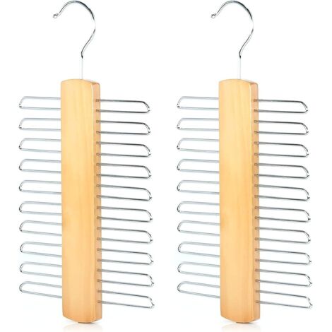 Appendino per cravatte, 20 porta cravatte, gancio in legno per sciarpe, cinture e accessori, legno di faggio, per sciarpe, cinture e accessori, 2 pezzi (335 modelli - cravatta in legno grezzo)