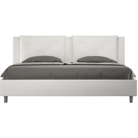 Appia K lit double king-size capitonné 180x200  Couleur: Blanc - Version: Avec coffre de rangement