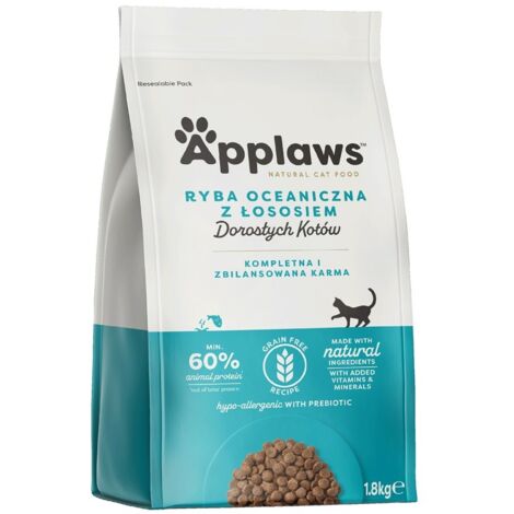 APPLAWS Poisson de mer adulte au saumon - croquettes pour chat - 1,8 kg