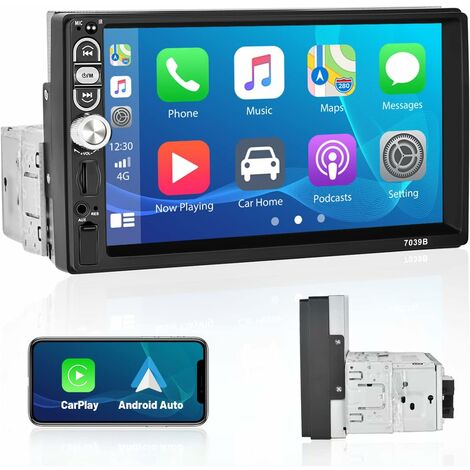 Autoradio Bluetooth 5.0 Mains Libres, FM/AM Poste Radio Voiture Bluetooth  avec Télécommande, Supporte 2 USB/AUX in/SD/TF/WMA/WAV/MP3 Player, 1 DIN  Radio Stéréo 4x65W Soutien iOS Android