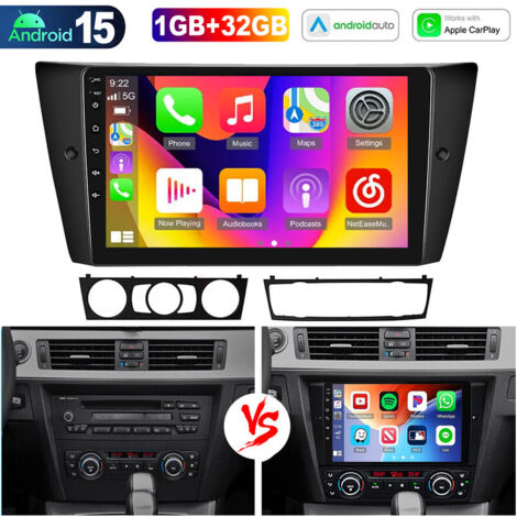 Apple CarPlay pour BMW Série 3 E90 E91 E92 E93, autoradio Android 15 pouces avec Bluetooth - 1+32G