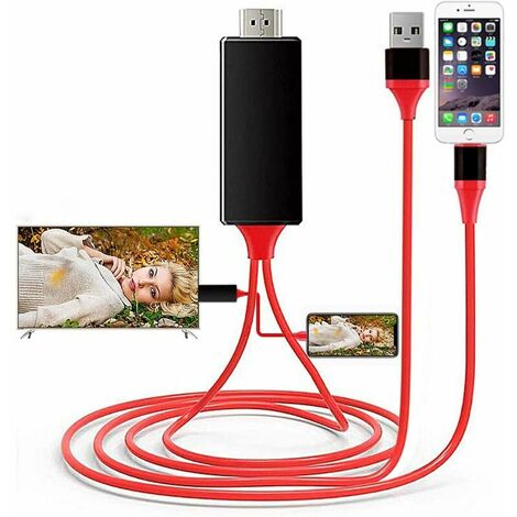 [Apple Mfi Certified] Adaptador de cable Lightning a HDMI rojo