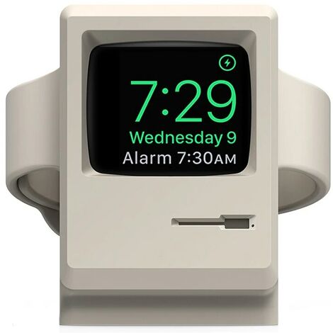 Apple Watch 7 6 5 4 iWatch 3 2 1 Support en silicone Base de charge Retro Computer Design Nightstand Guardian Bracket Base 1pcs (Beige)