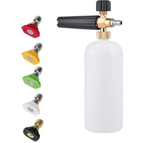 Applicabile pistola ad acqua ad alta pressione da 1/4, lanciatore di schiuma per autolavaggio a presa rapida, spruzzatore multifunzionale di schiuma di neve, ugello a 5 colori