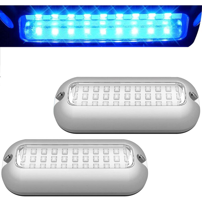 Applicable 2 pièces Lumières LED sous-marines pour bateaux à 27 LED, lumière sous-marine pour pontons marins, lumières de pont de bateau en acier