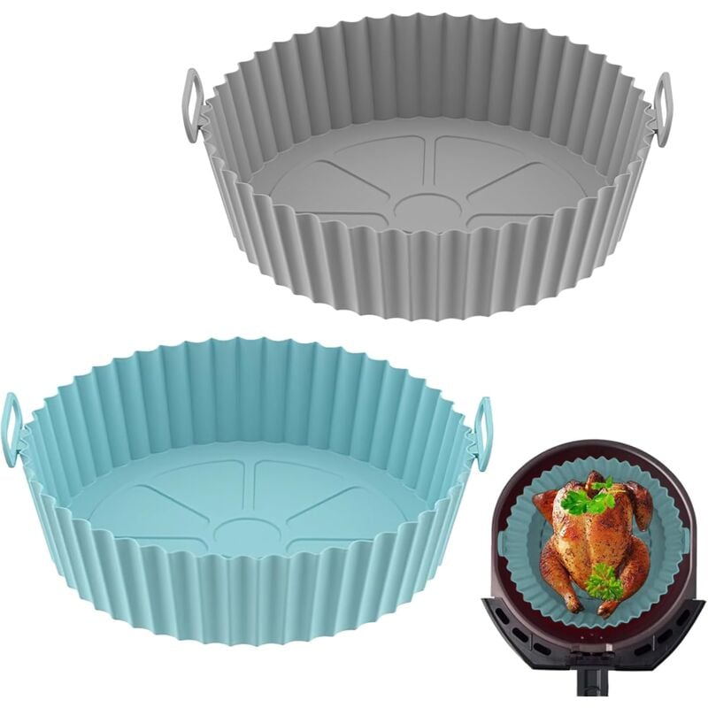 Applicable 2 Pièces Moule Silicone Air Fryer, 20cm Accessoire Panier de Friteuse à Air pour Philips Ninja Foodi Max Cosori Moulinex Tefal