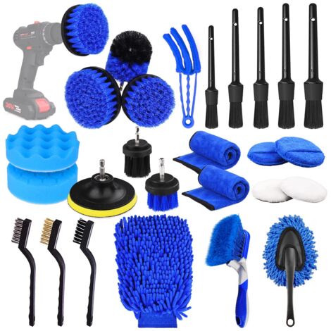Applicable 26Pcs Car Detailing Brush Set, Car Detailing Kit, Auto Detailing Drill Brush Set, Car Detailing Brushes, Car Buffing Sponge Pads Kit,Car Accessories,Car Cleaning Tools Kit for Interior,Exte