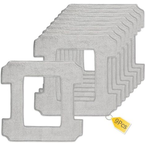 Applicable 9 Pièces pour Ecovacs Winbot W2 PRO/W2 PRO Omni/W2 Omni/W2/W1 Pro/W1 Microfibre Serpillère Rechange Kit, Lavables Lingette de Nettoyage pour Robots Laveurs de Vitres, pour Nettoyage Vitre,