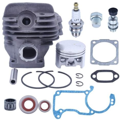 Applicable à Piston et Cylindre pour Stihl 026 MS260 Series, 44,7mm Piston + Cylindre + Joints + Valve de Décompression + Bougie Accessoire Tronçonneuse Kit de Pièces 16 en 1
