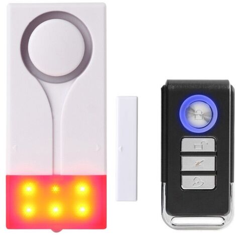 Applicable Alarme pour Porte et Fenêtre - Antivol sans Fil avec Son Puissant de 105 DB et Lumière Vive, Facile à Installer (1 Alarme et 1 Télécommande)