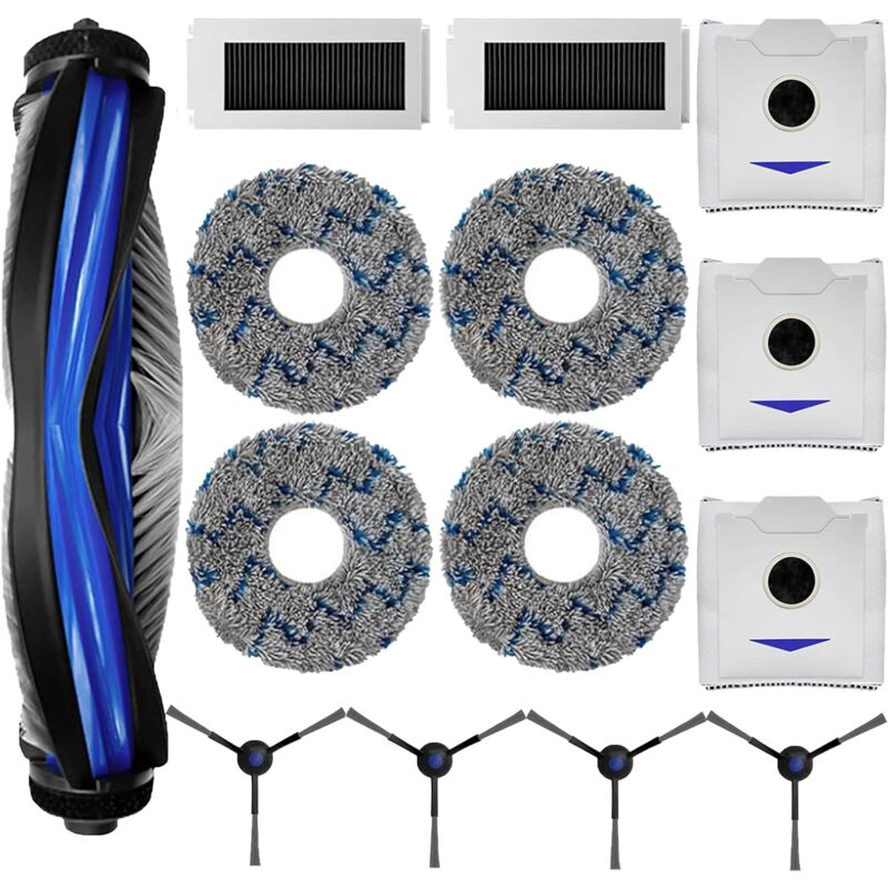 Applicable Applicable Lot de 14 Accessoires de Rechange pour Ecovacs Debot N30 Pro / N30 Omni / N30 Pro Omni, 1 Brosse Principale, 4 Brosses