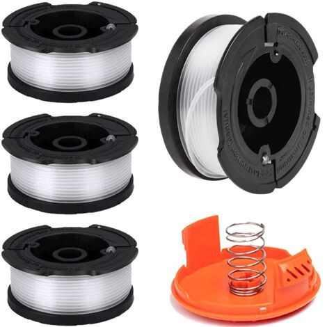 Applicable Bobine Rechange pour Coupe Bordure,4 Pièces Φ1.65mm 9.2m AF-100 AF-100-3ZP AF-100-BKP Bobine de Nylon Alimentation Automatique + RC-100-P Couvercle Bobine,Bobine Débroussailleuse pour BLACK
