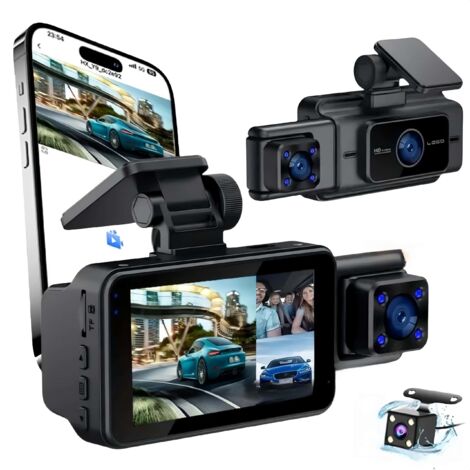 Applicable Caméra embarquée 3 caméras, DVR 1080 p, Wi-FI, 3 Pouces, enregistreur vidéo, caméra de recul, capteur G, boîte Noire, Trois enregistrements