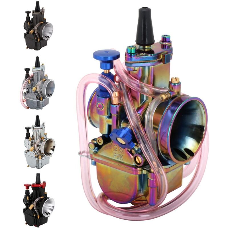 Applicable Carburateur PWK de 28 mm en alliage d'aluminium universel pour moto Pit Bike ATV Scooter Multicolore